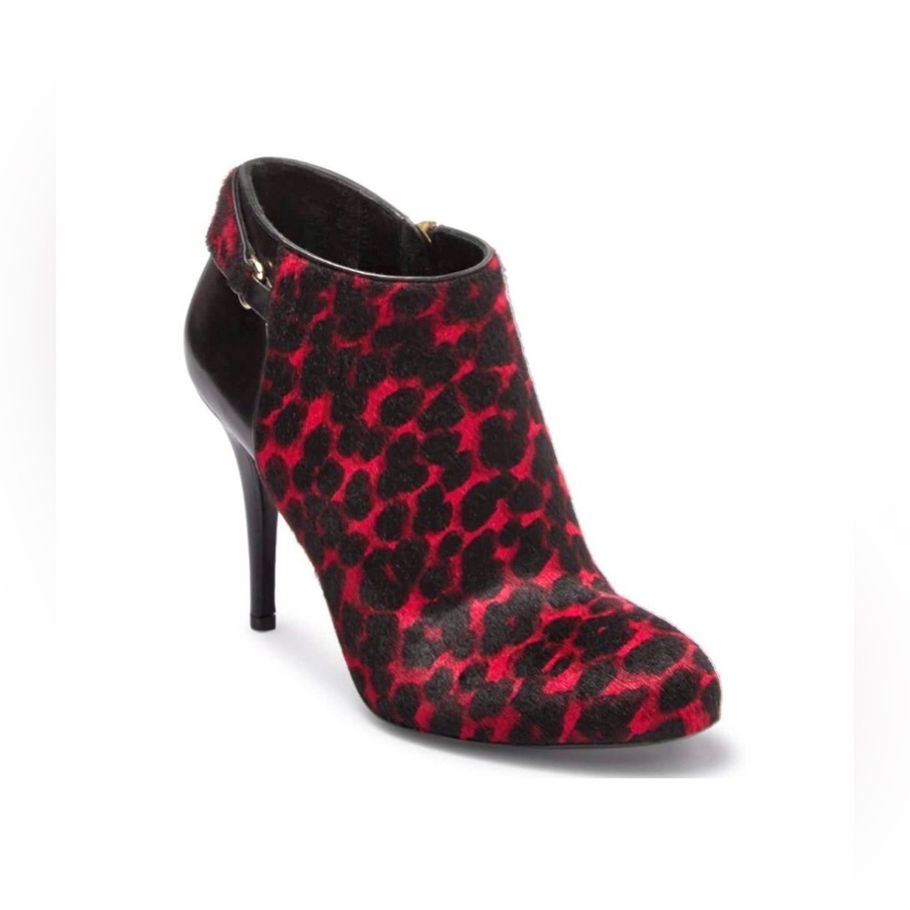 Longchamp Red & Black Stiletto Hill Bootie